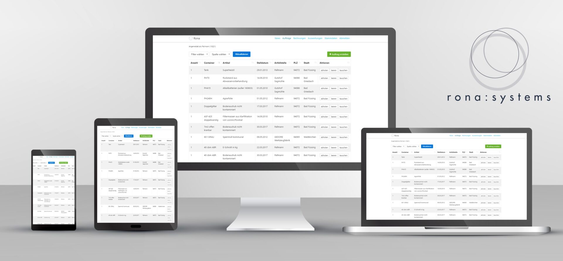 Von jedem Gerät aus von Gewerbekunden leicht zu bedienen: die vollintegrierte Anwendung web:portal der Online-Lösung rona:web (Grafik: rona:systems)